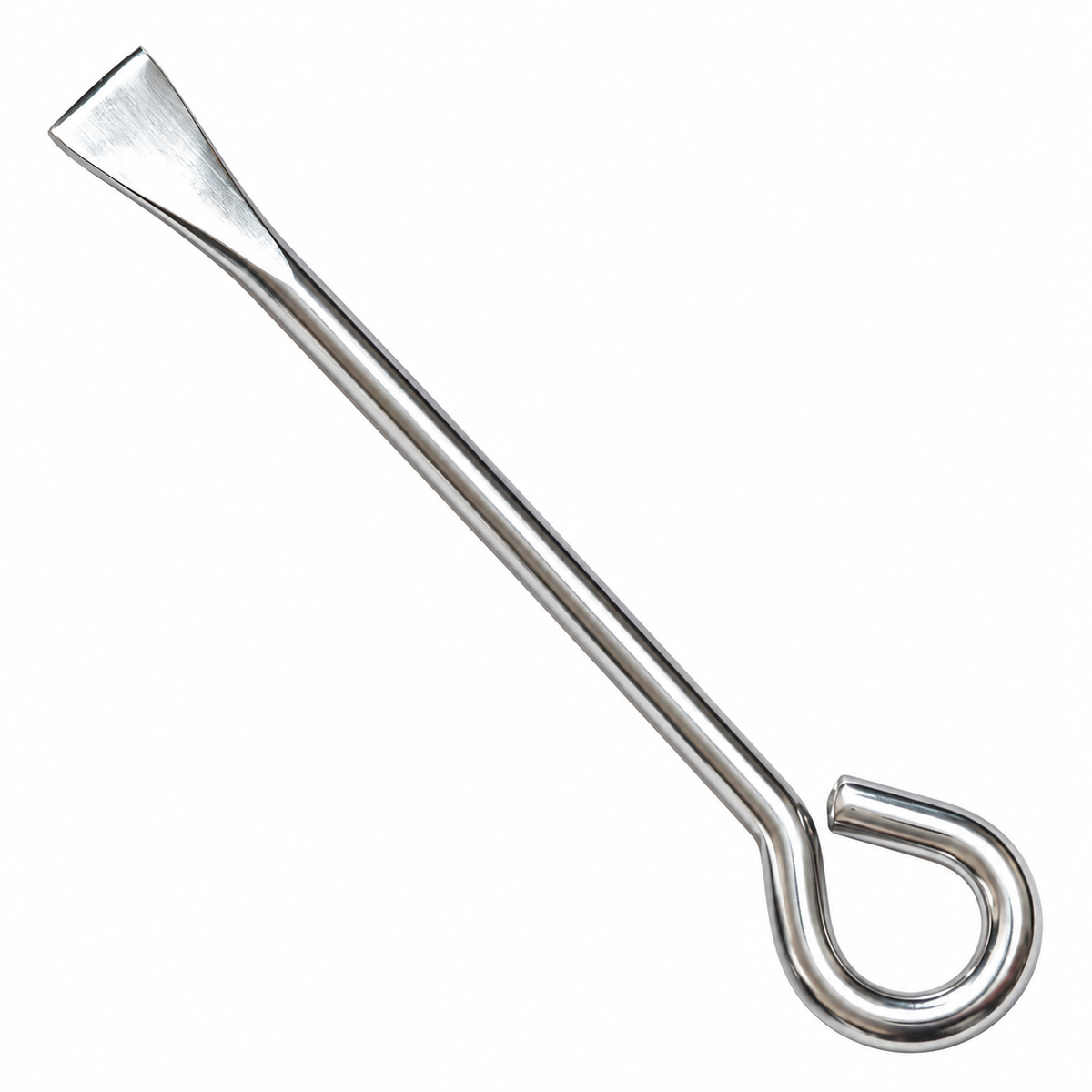 Stainless steel coconut remover on white background