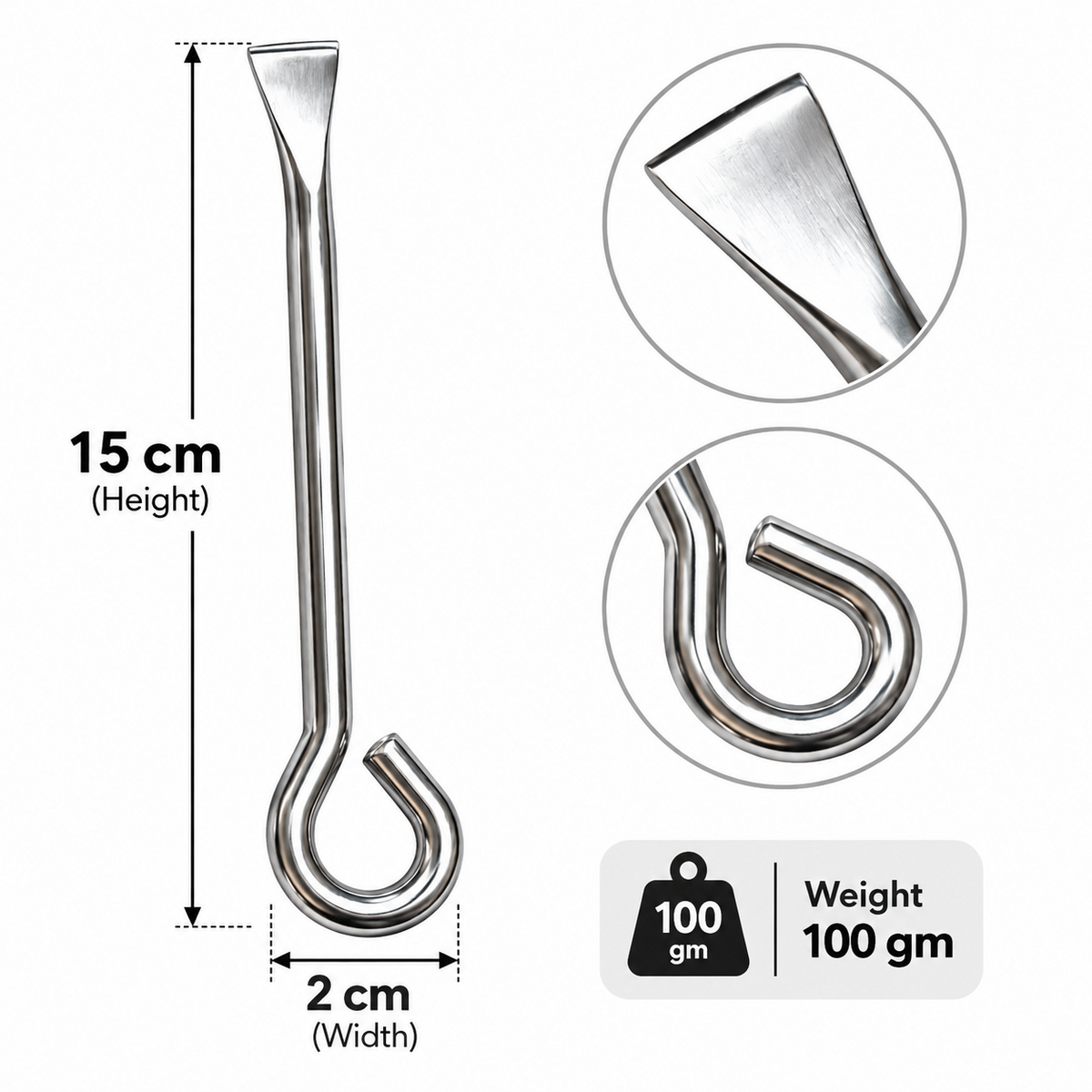 Stainless steel coconut meat remover dimensions