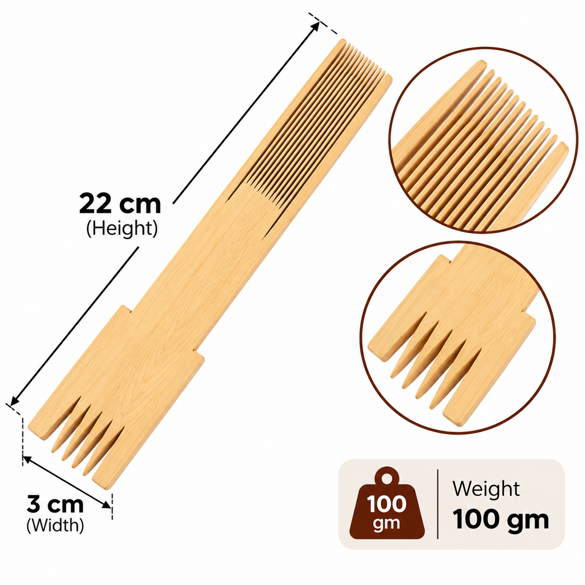Wooden lice comb dimensions 22 cm