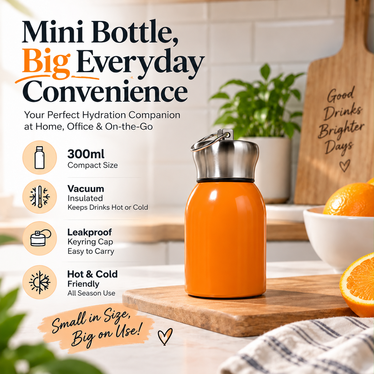 Mini Vacuum Insulated Stainless Steel Bottle – 300 ML