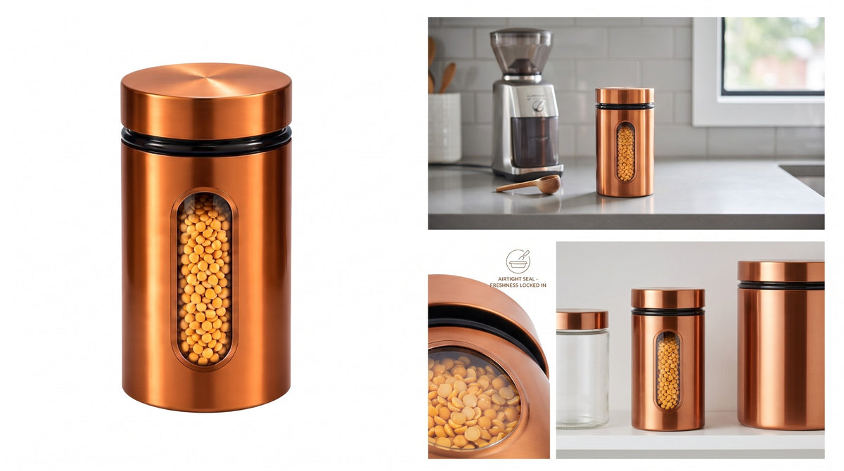 Copper finish 600 ml airtight kitchen storage jar product features