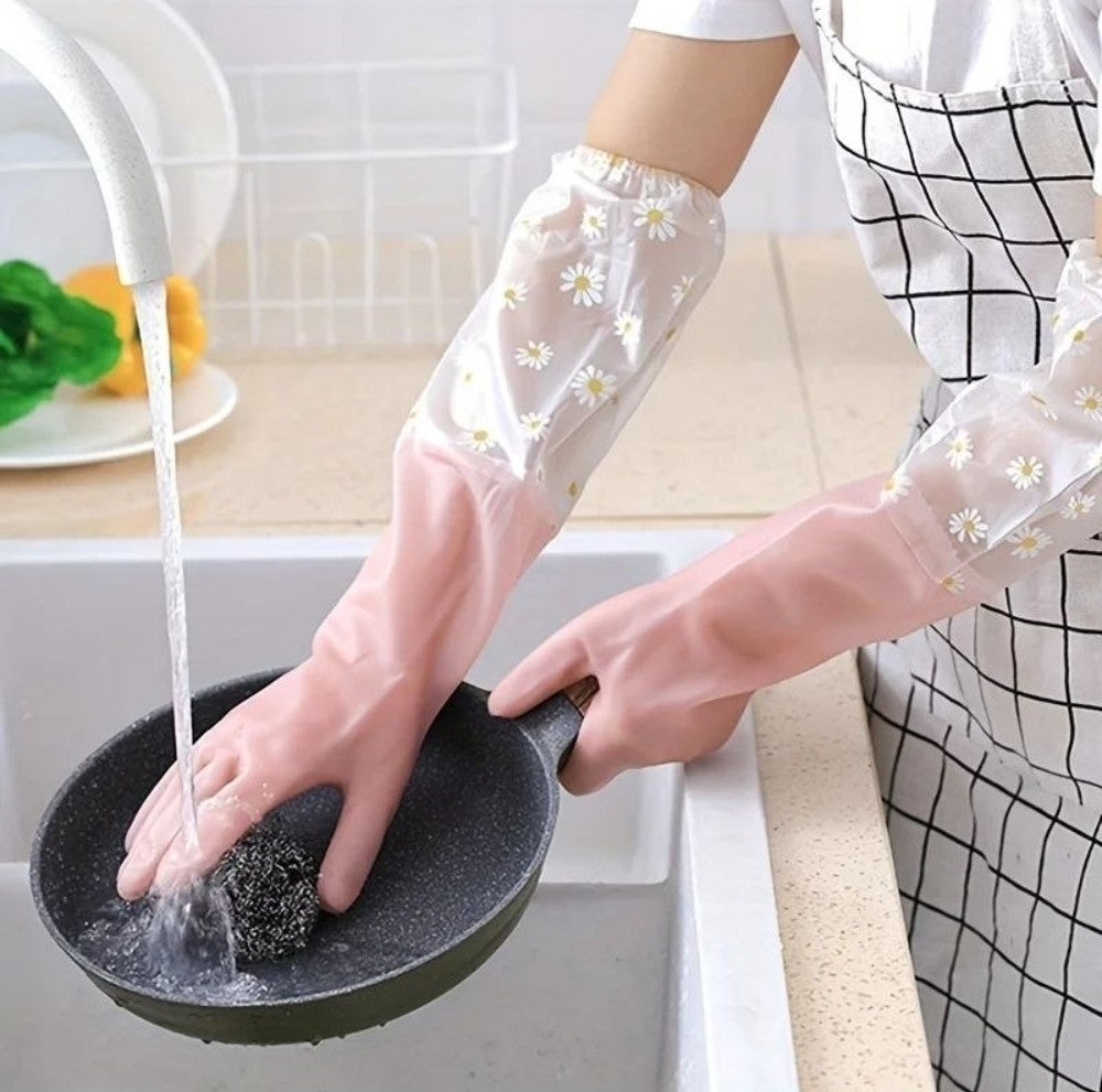 PVC Transparent Full Gloves (Peach)