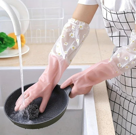 PVC Transparent Full Gloves (Peach)