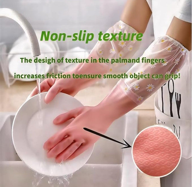 PVC Transparent Full Gloves (Peach)