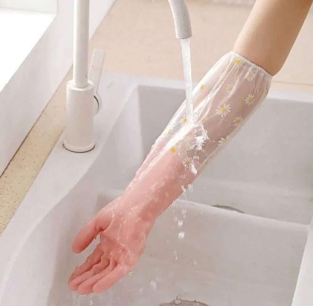 PVC Transparent Full Gloves (Peach)