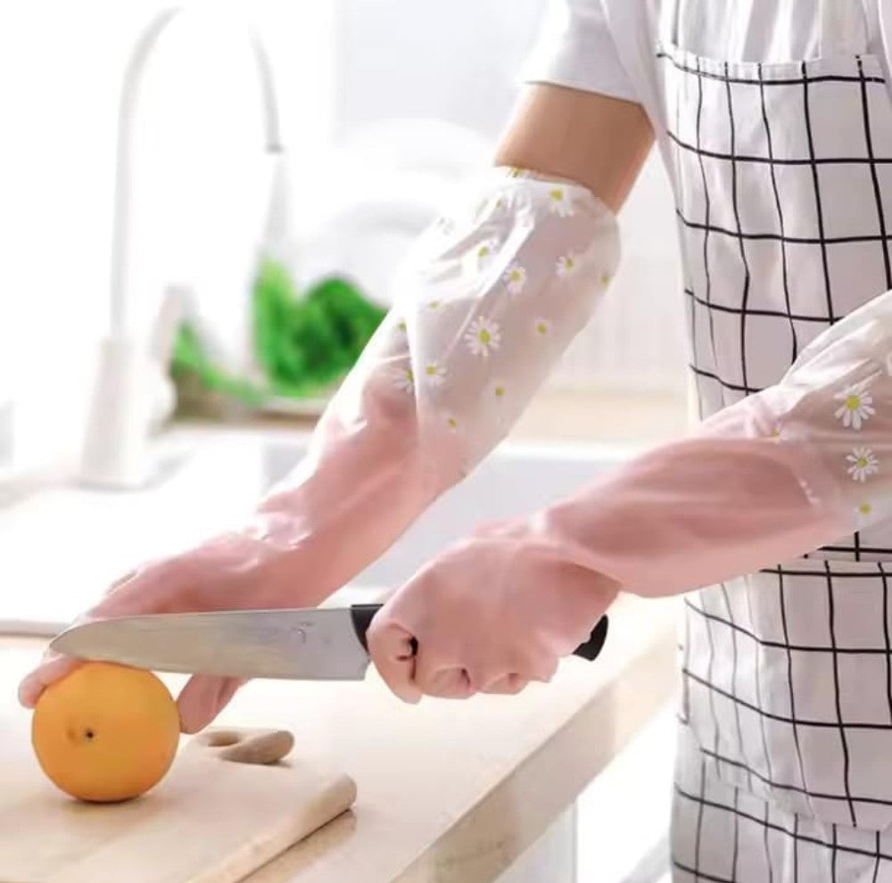 PVC Transparent Full Gloves (Peach)