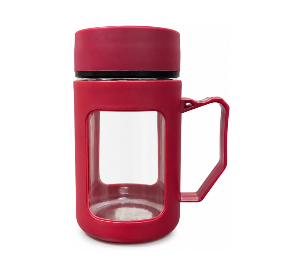 Red glass mug product view