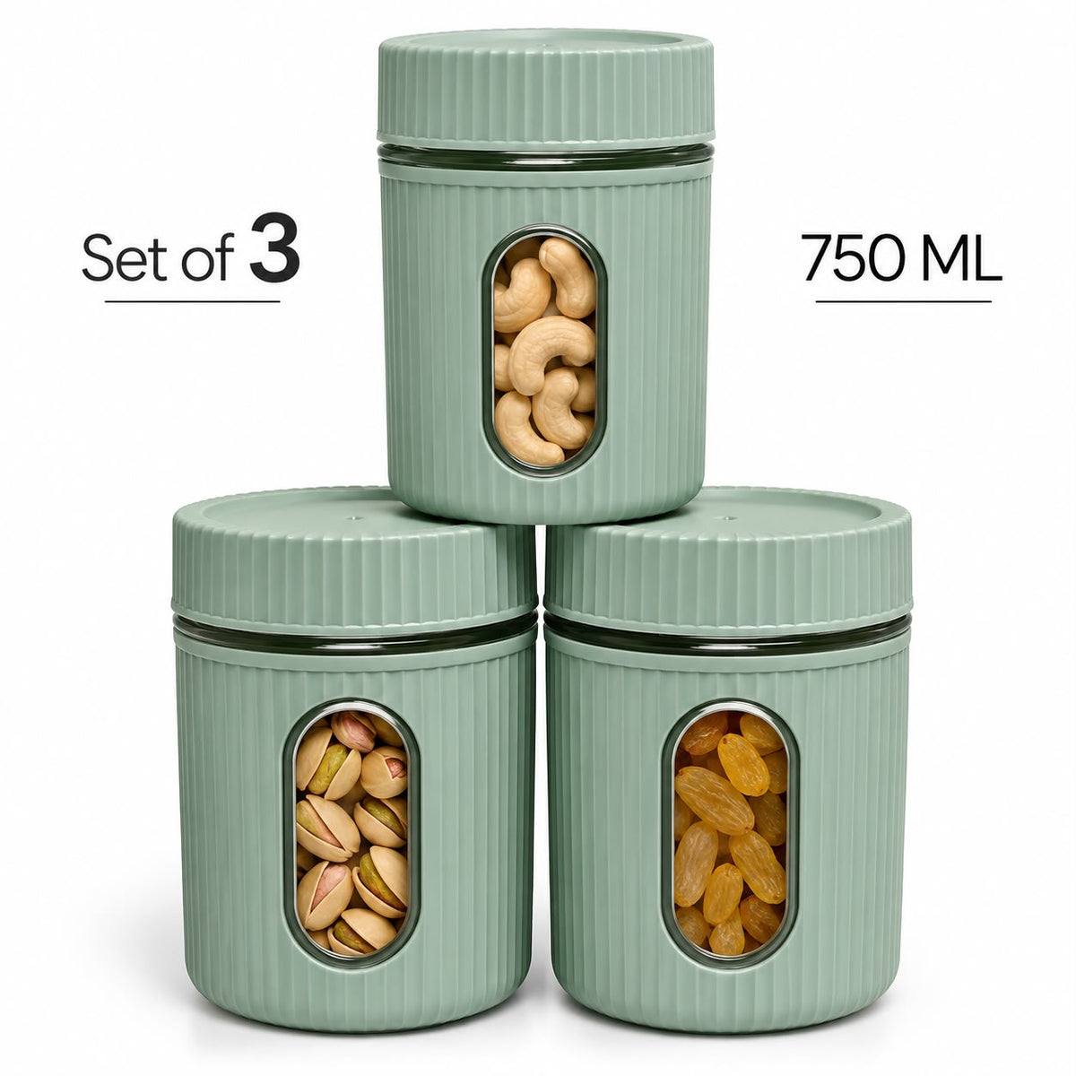 Airtight Storage Container Set of 3 – 750 ML – Green