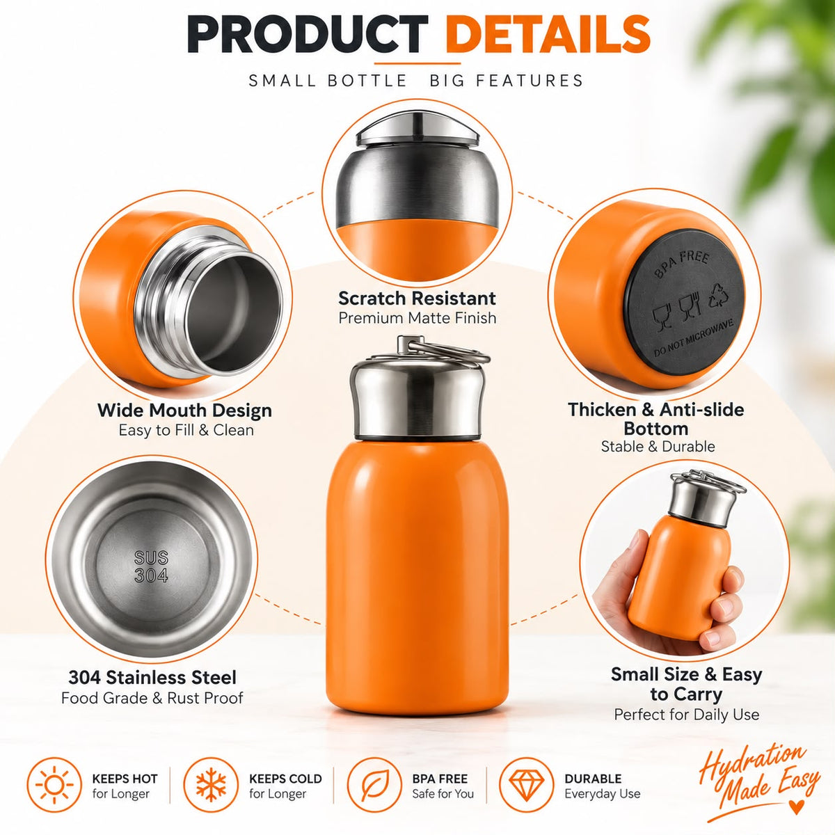 Mini Vacuum Insulated Stainless Steel Bottle – 300 ML