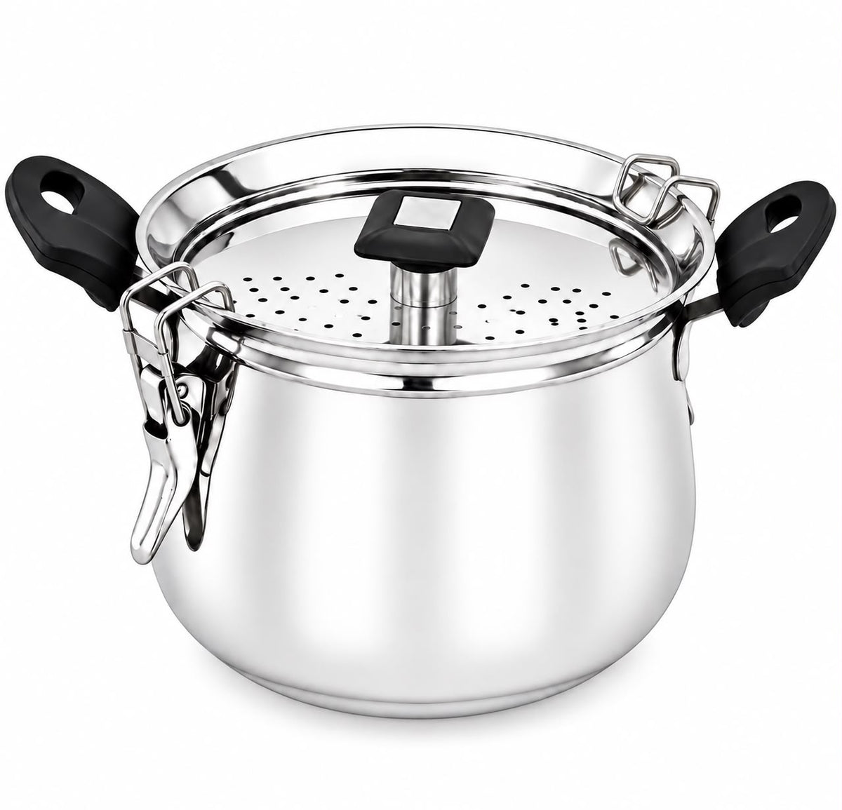 4.6L stainless steel multipurpose cooking pot with strainer lid