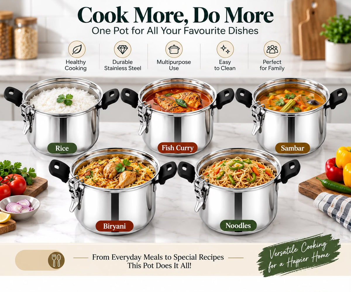 Multipurpose stainless steel cooking pot uses