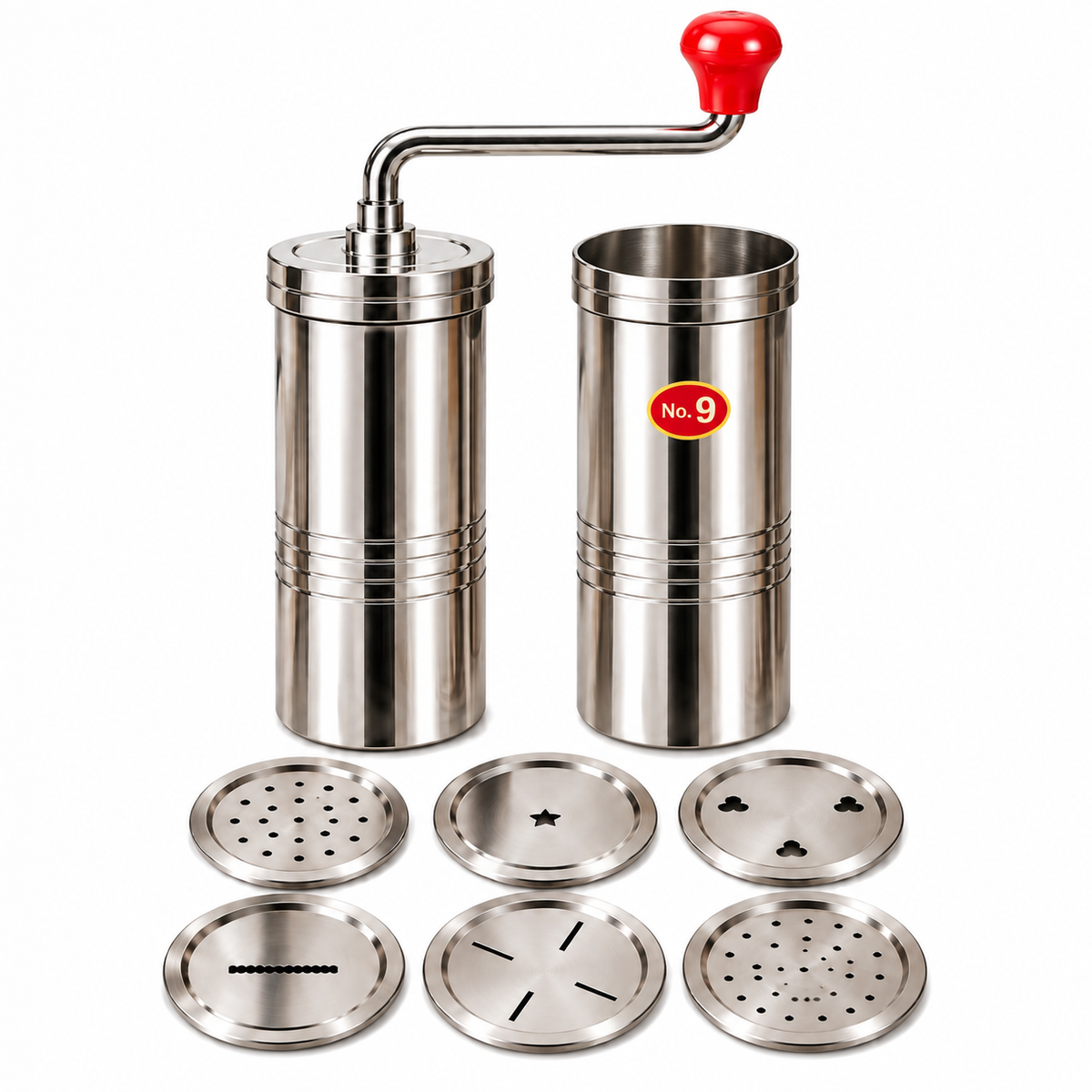 No. 9 stainless steel murukku maker and idiyappam press with 6 discs