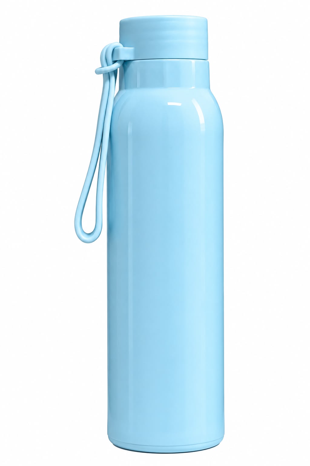 Blue portable water bottle with carry loop